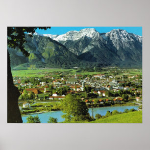 Österreich, Tirol, Solbad Hall und River Inn Poster