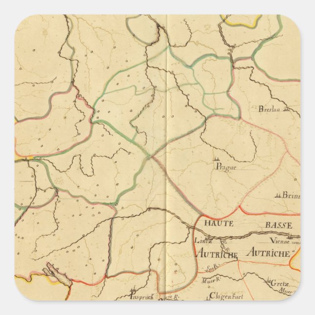 Österreich und Tschechische Republik 3 Quadratischer Aufkleber (Vorderseite)