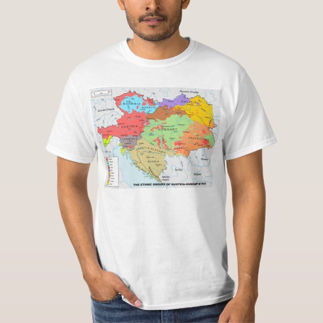 Österreich-Ungarn Karte des ethnischen Diversity T-Shirt (Vorderseite)