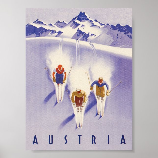 Österreich Vintages Skiposter Poster (Vorne)