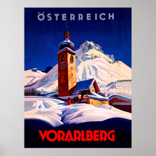 Österreich, Vorarlberg im Winter, Vintage Poster