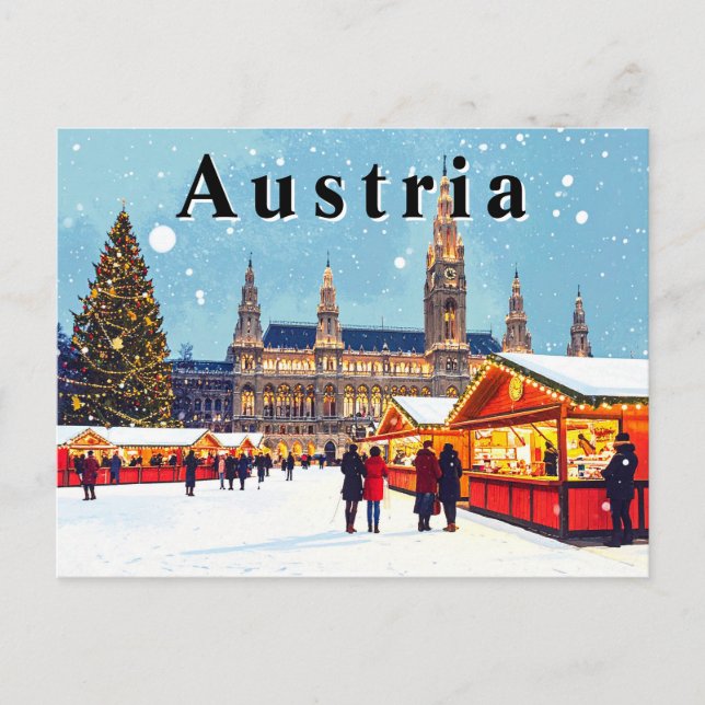 Österreich Wien Rathaus Winter Weihnachtsmarkt Postkarte (Vorderseite)