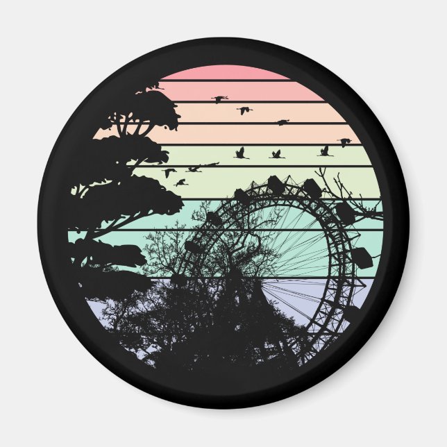 Österreich Wien Retro Prater Riesenrad Magnet (Vorne)