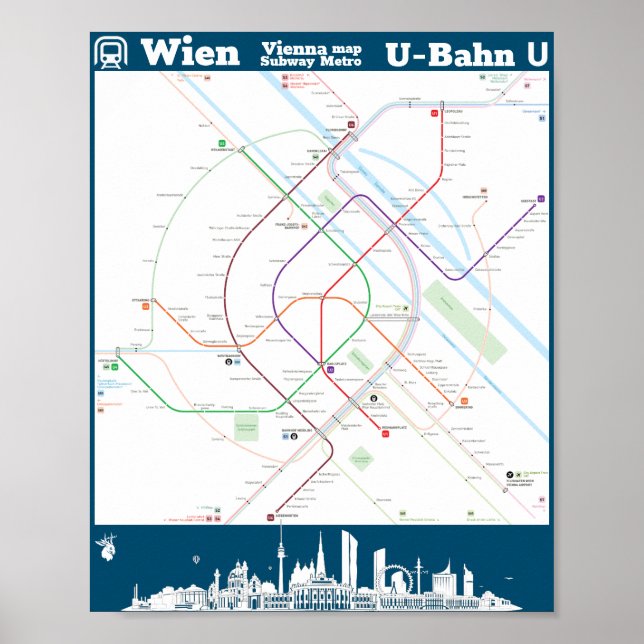 " Österreich: Wien U-Bahn SUBWAYmap ... Poster (Vorne)