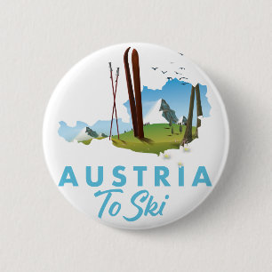 Österreich zum Skifahren. Poster Button