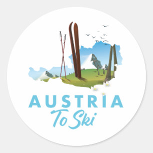Österreich zum Skifahren. T-Shirt Runder Aufkleber
