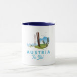 Österreich zum Skifahren. Tasse<br><div class="desc">Austria To Ski Vintages Himmelsposter und Karte.</div>