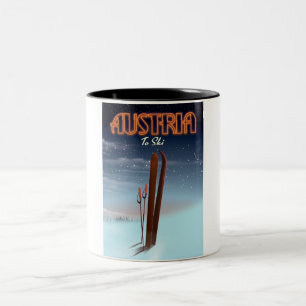 Österreich zum Skifahren - Winter Skireiseplakat n Zweifarbige Tasse