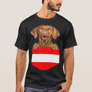 Österreichflagge Vizsla-Hund in der Tasche T-Shirt