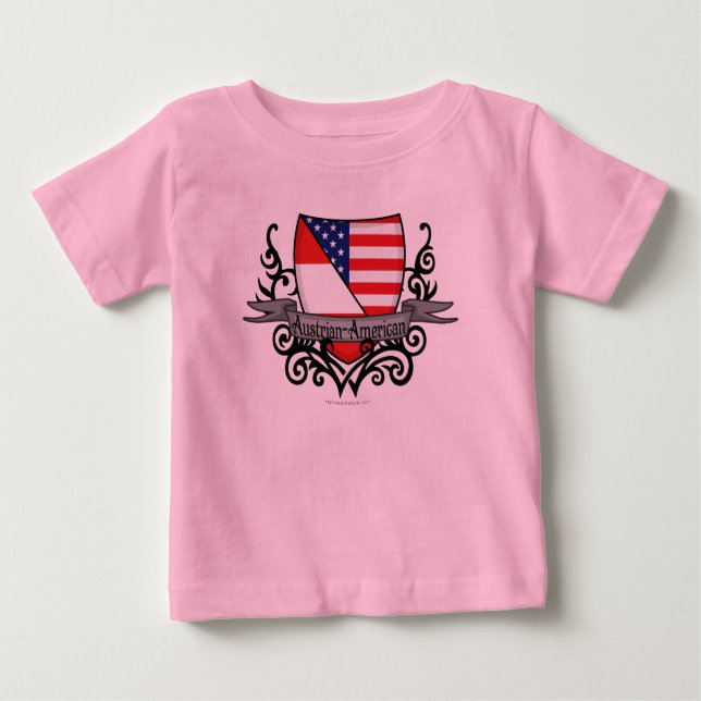Österreichisch-Amerikanische Schildflagge Baby T-shirt (Vorderseite)