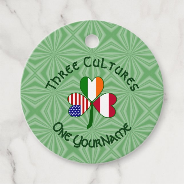 Österreichisch-Amerikanisches Kleeblatt-Flag Perso Geschenkanhänger (Vorderseite)