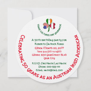 Österreichisch Irisch USA Shamrock Personalisierte Einladung