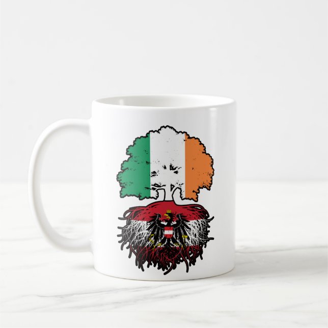 Österreichisch-irische Tree-Roots-Flagge Kaffeetasse (Links)