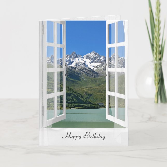 Österreichische Alpen zum Geburtstag im Fenster Karte (Vorderseite)