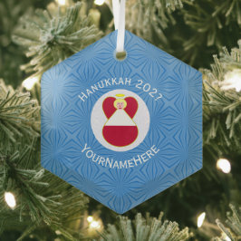 Österreichische Angel-Hanukka-Fahne Personalisiert Ornament Aus Glas