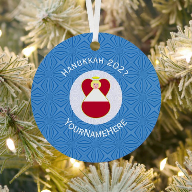 Österreichische Angel-Hanukka-Fahne Personalisiert Ornament Aus Metall (InSitu)