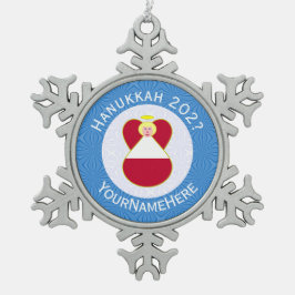 Österreichische Angel-Hanukka-Fahne Personalisiert Schneeflocken Zinn-Ornament