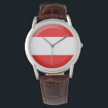 Österreichische Flagge Armbanduhr<br><div class="desc">Flagge Österreichs</div>