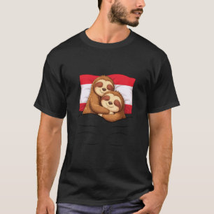 Österreichische Flagge Faultier Pyjama Übernachtun T-Shirt