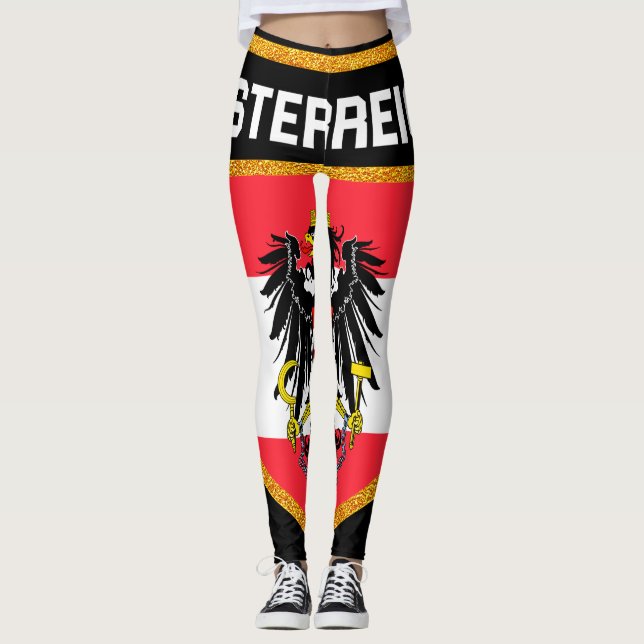 Österreichische Flagge Leggings (Vorderseite)