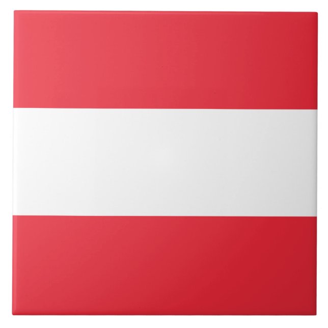 Österreichische Flagge (Österreich) Keramik Tile Fliese (Vorderseite)
