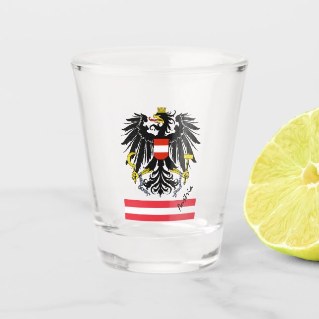 Österreichische Flagge / Österreicher Landpatriot  Schnapsglas (Vorderseite)