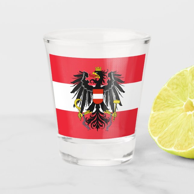 Österreichische Flagge / Österreicher Landpatrioti Schnapsglas (Vorderseite)