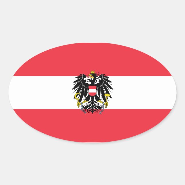 Österreichische Flagge Ovaler Aufkleber (Vorderseite)