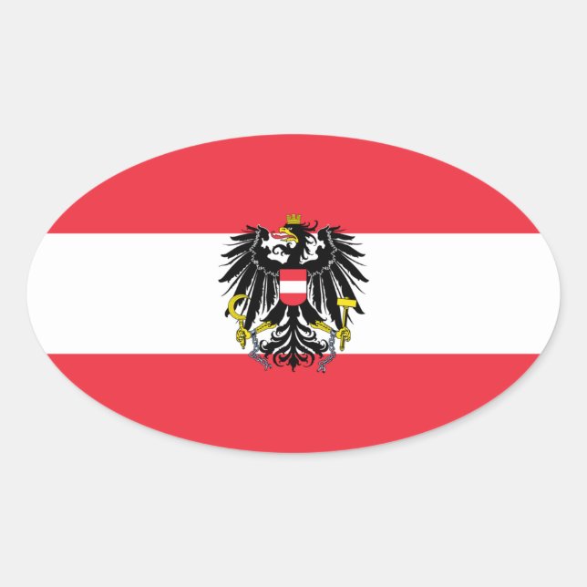 Österreichische Flagge Ovaler Aufkleber (Vorderseite)