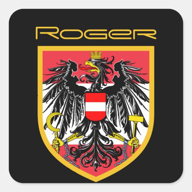 Österreichische Flagge Quadratischer Aufkleber (Vorderseite)