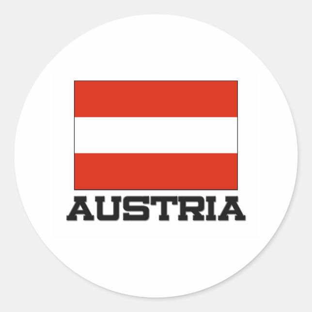 Österreichische Flagge Runder Aufkleber (Vorderseite)