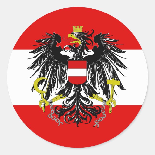 Österreichische Flagge Runder Aufkleber (Vorderseite)