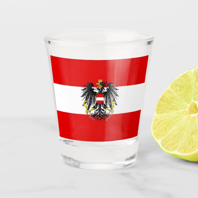 Österreichische Flagge Schnapsglas (Vorderseite)