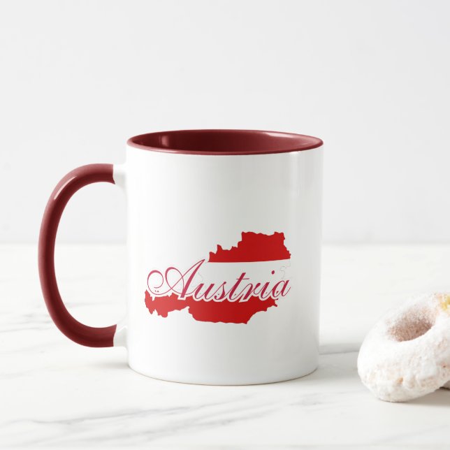 Österreichische Flagge Tasse (Mit Donut)
