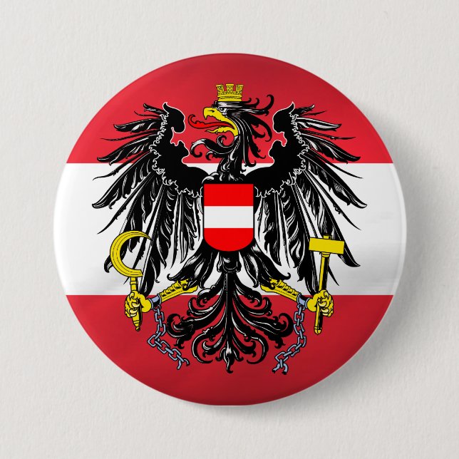 Österreichische Flagge und Wappen Button (Vorderseite)