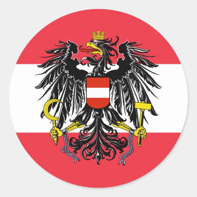 Österreichische Flagge und Wappen, Flagge Österrei Runder Aufkleber (Vorderseite)