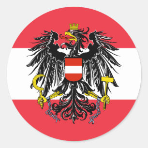 Österreichische Flagge und Wappen, Flagge Österrei Runder Aufkleber