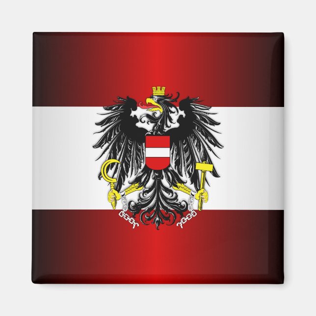 Österreichische Flagge & Waffen Magnet (Vorne)