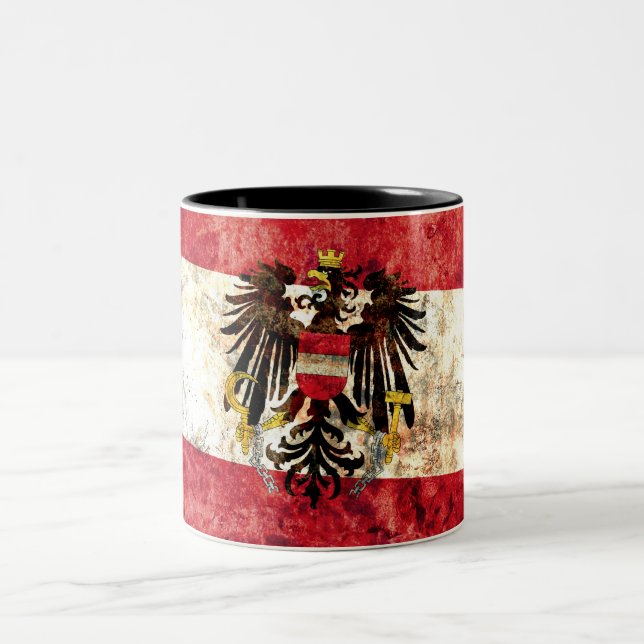 Österreichische Flagge Zweifarbige Tasse (Mittel)