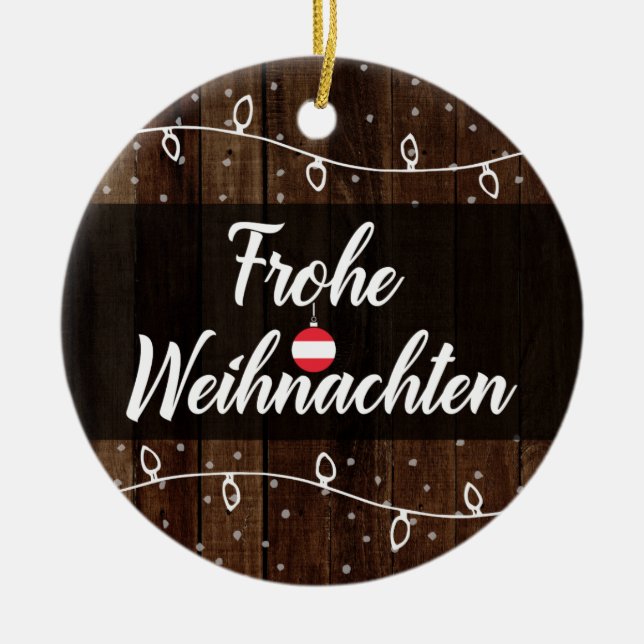 Österreichische frohe Weihnachten Frohe Keramik Ornament (Vorne)
