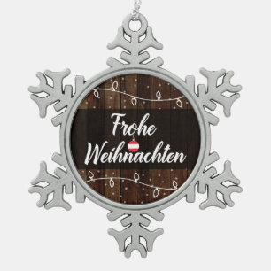 Österreichische frohe Weihnachten Frohe Schneeflocken Zinn-Ornament