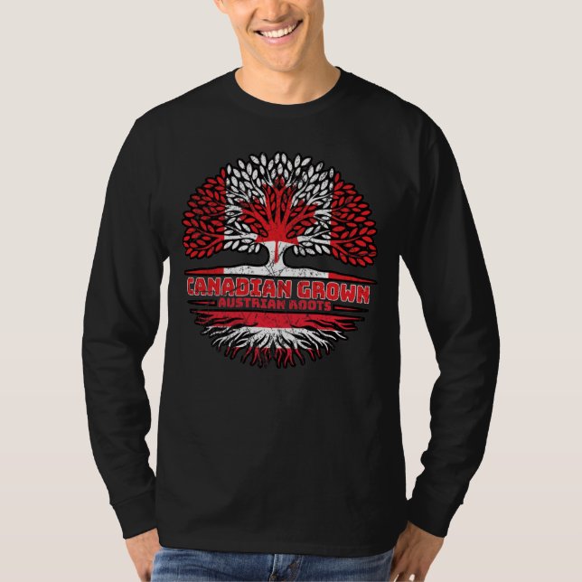 Österreichische kanadische Tree-Roots-Flagge T-Shirt (Vorderseite)