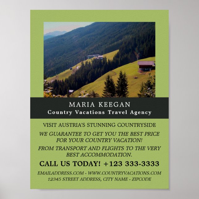 Österreichische Landschaft, Reiseagentur Werbung Poster (Vorne)