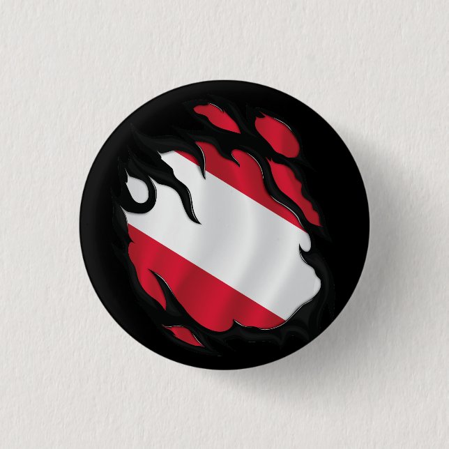 Österreichische Rippenflagge Button (Vorderseite)