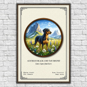 Österreichische Schwarz-Tan-Hetzhund-Zoologie-Seri Poster