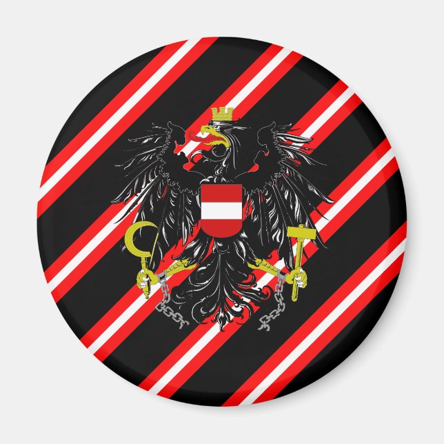Österreichische Streifenflagge Magnet (Vorne)
