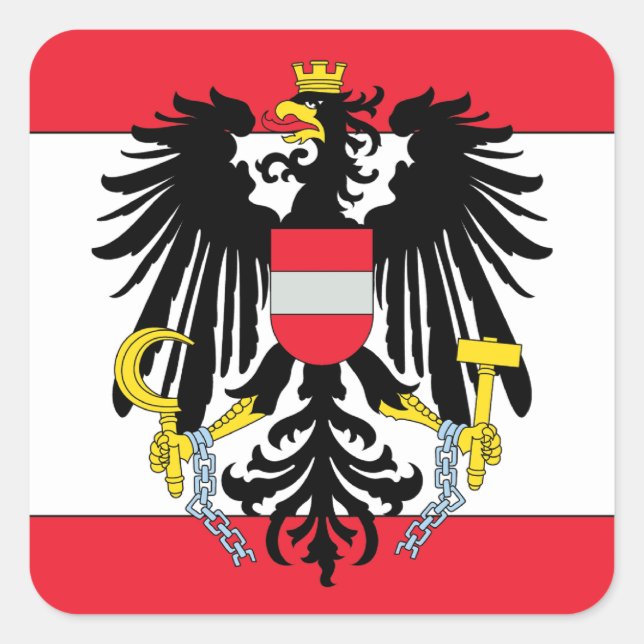 Österreichische Wappen Quadratischer Aufkleber (Vorderseite)