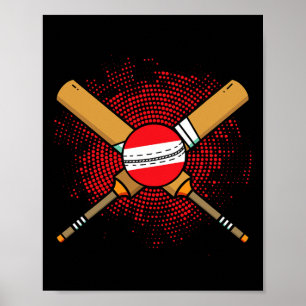 Österreichisches Cricket-Schläger und Ll-Flagge Ös Poster