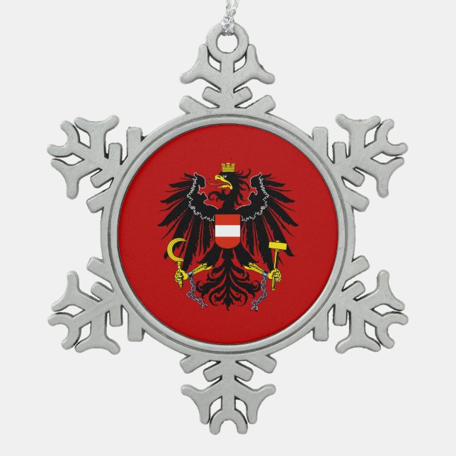 Österreichisches Wappen Schneeflocken Zinn-Ornament (Vorderseite)