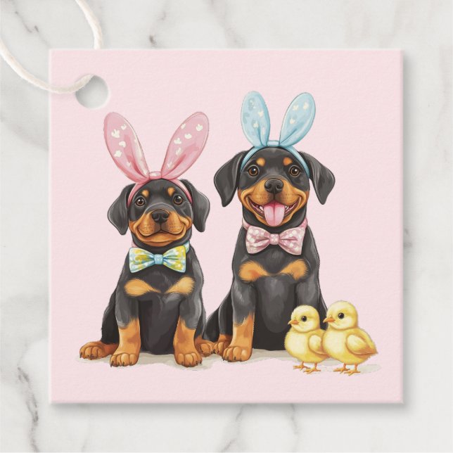 Osterrottweiler Hunde Sonnige Ohren Geschenkanhänger (Vorderseite)